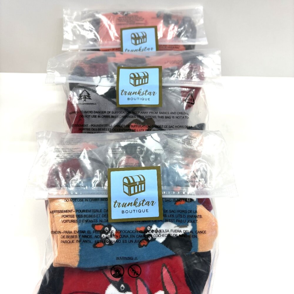 Women's 5 Pack Crew Socks Colorful French Bulldog Themed - OS - NWT - Picture 13 of 13